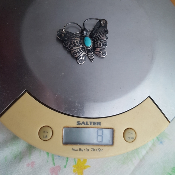 Vintage Silver & Turquoise Butterfly Brooch - Picture 8 of 8